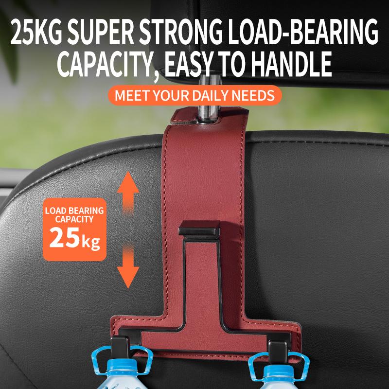 Car Headrest Bag Hook Hanger Auto Backseat Bracket Mobile Phone Holder Leather Rear Seat Hanging Dual Handbag Hooks Accessories