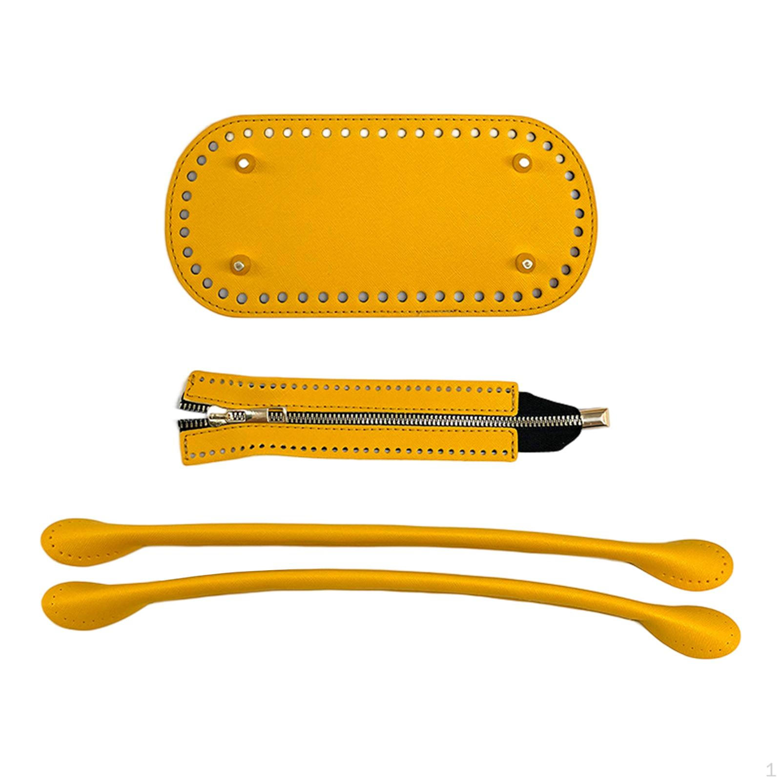 

Набор из 3 предметов для вязания крючком своими руками для основы сумки и ремня с ПУ кожаным кошельком жёлтый