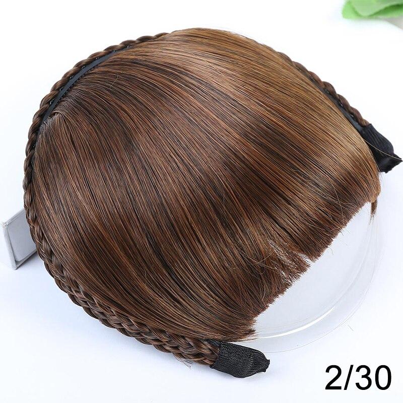 Synthetic Heat Resistant Hair Neat Fringe With Braids Headband Blunt Bangs Hair Extensions For Women Hairpieces