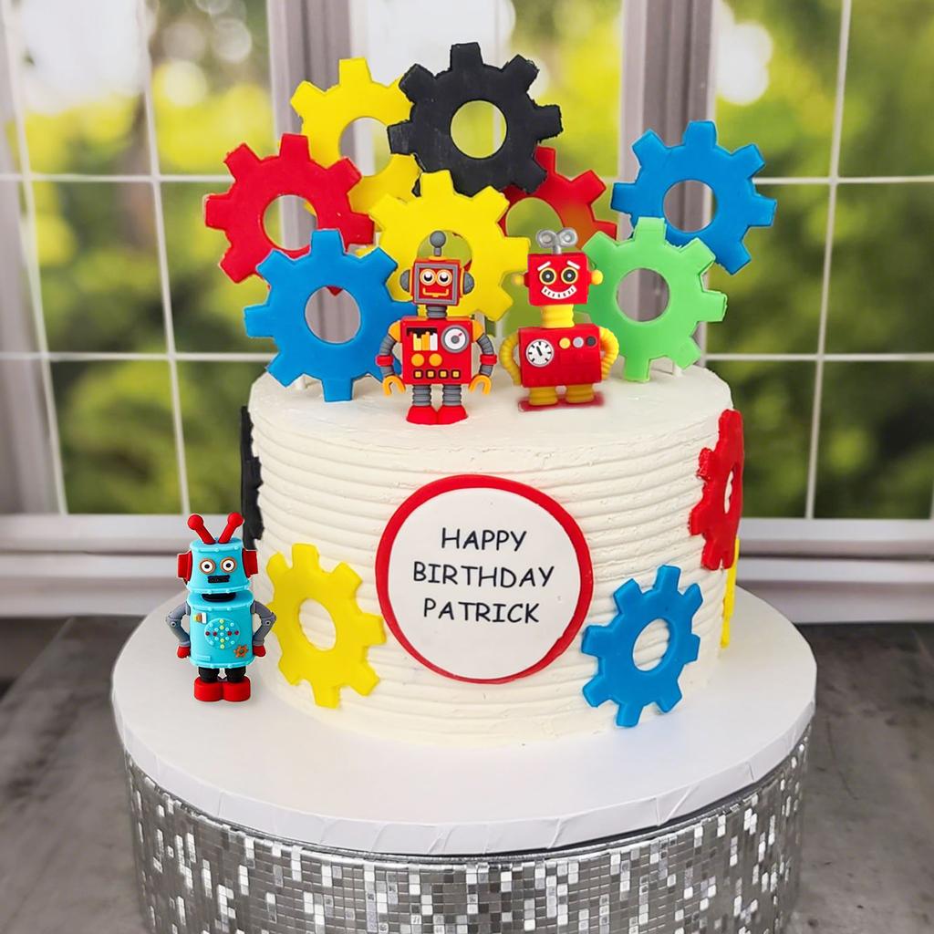 11Pcs Robot Cake Toppers for Boys Robot Birthday Robot Cake Cupcake Decorations Robot Figurine for Robot Birthday Party Supplies