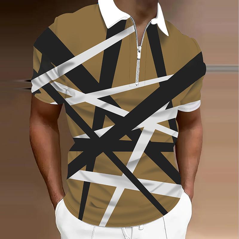 

Мужская рубашка поло повседневная на молнии с коротким рукавом модная повседневная на молнии летняя весенняя рубашка стандартного кроя с 3D-принтом 8XL коричневый
