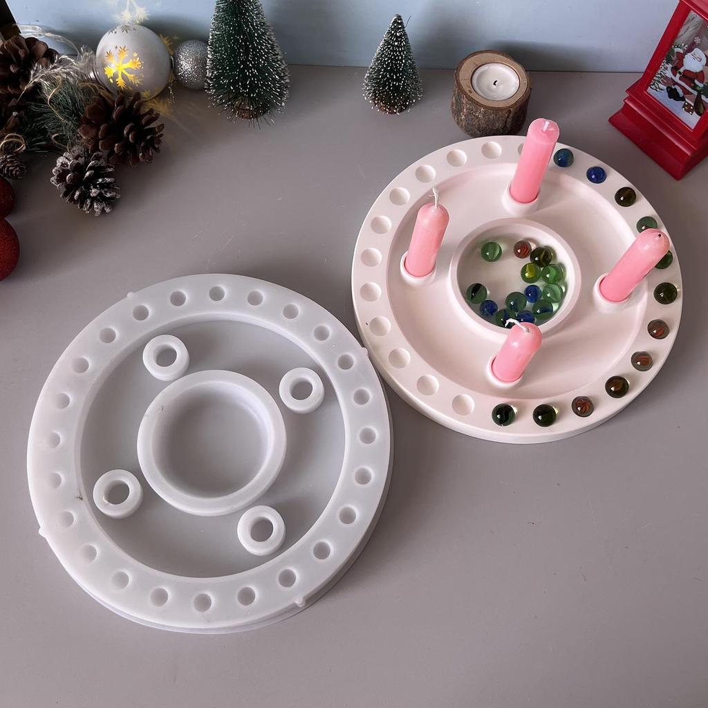 Christmas Countdown Tray Decorative Four Hole Candlestick Mould Advent Candlestick Holder Mould Seasonal Silicone Tray Mould