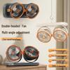 USB Rechargeable Dual-Head Desktop Fan for Home and Car, High Wind Power Air Circulator