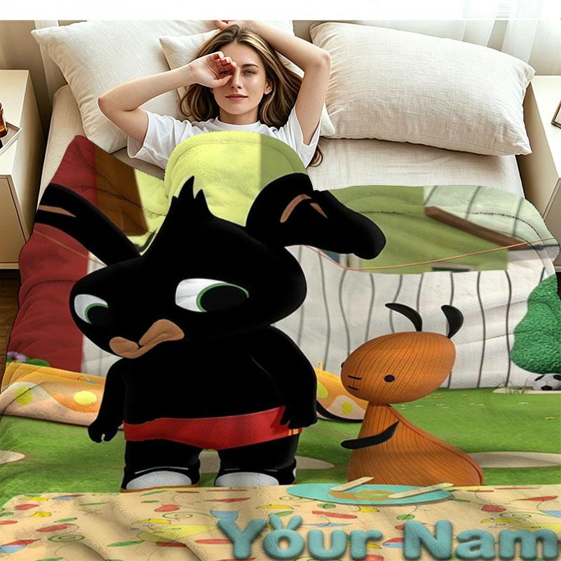 1PC Bing Custom Name Patterned Flannel Blanket Suitable For All Seasons for Home Decor Warmth and Comfort Gifts Holiday Present
