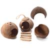 Hamster House Hideouts Climbing Ladder Small Animal Habitat Natural Coconuts Play House Chews Toy for Dwarf Hamster