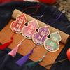 2pcs Cartoon Chinese Style Pendants Traditional Gold Stamping Blessing Calabash Card Lucky Symbol with Tassel