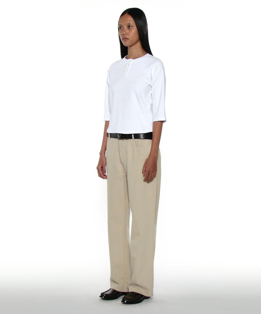 PARTIMENTO WOMEN Pwc Henley Neck Three-Quarter Sleeve Tee_White
