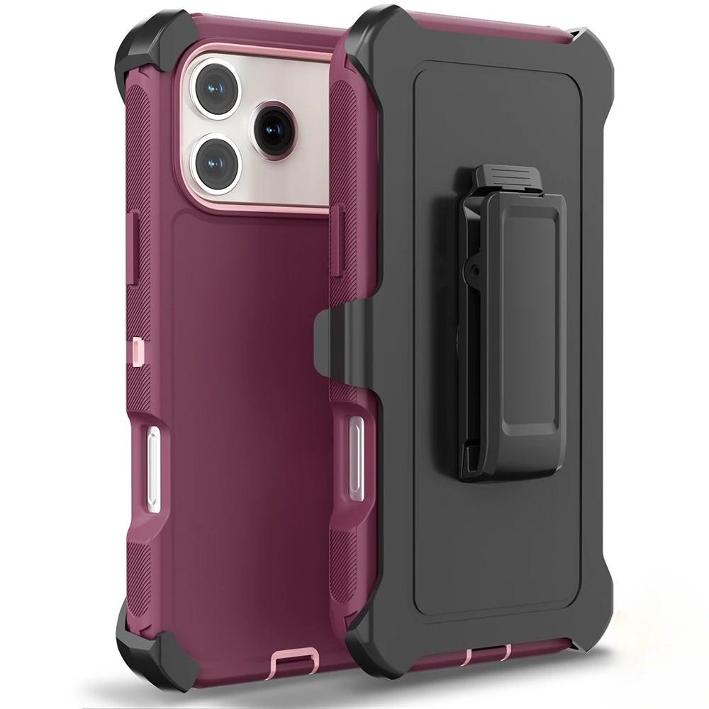 Heavy Duty Hybrid 3IN1 Ott Defender Case For iPhone 17 16 15 14 Plus 13 12 Pro Max Air 17e 16e Shockproof PC Cover With Clip