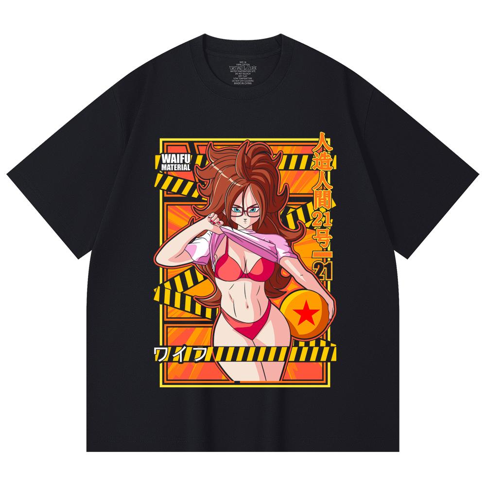 230 Gsm 100% Cotton Dragon Ball V25 Android 21 Waifu Print Unisex Heavy Cotton T Shirt
