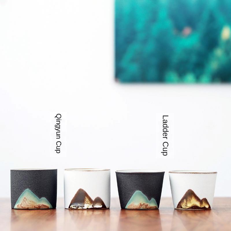 Hand-Painted Zen Tea Cup Handmade Retro Chinese Style Stoneware Master Cup Ceramic Kung Fu Tea Set Ceramic Cup Small