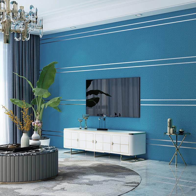 Deerskin Velvet Wall Cover Modern Simple Striped Pattern Living Room Tv Background Home Decor Non-Woven Material Non Self Adhesive