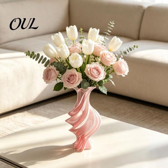 Living Room Table Ornament Modern Twisted Flower Vase, 3D Printed Decorative Sophisticated Office Desk Decor Artistic Centerpiece Vase for Flowers,