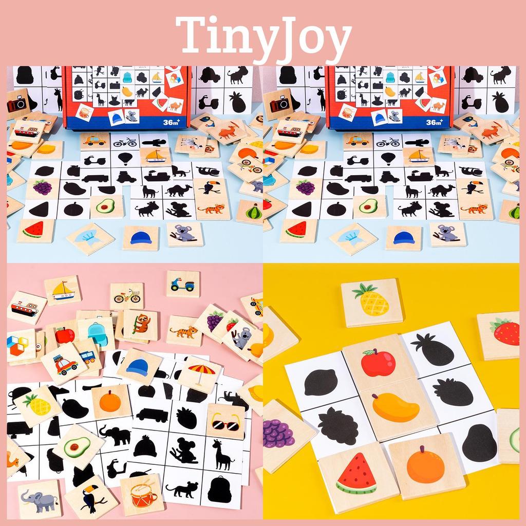 Animal Wooden Shadow Matching Puzzle Game Family Interactive Educational Toy