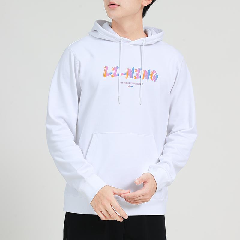 Li Ning Letter Logo Casual Knitted Sports Long Sleeve Sweatshirt Unisex Sweatshirt White AWDTE01-2