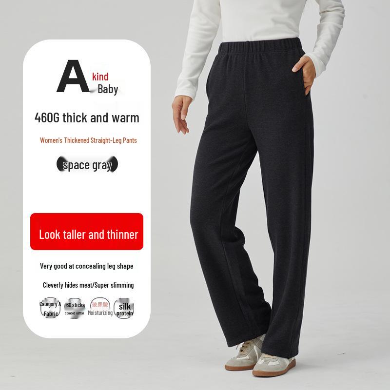 

Женские брюки прямого кроя из немецкого бархата, 460 г, на флисовой подкладке для осени/зимы - Повседневная одежда, стройнящая и скрывающая недостатки L (50-60kg)