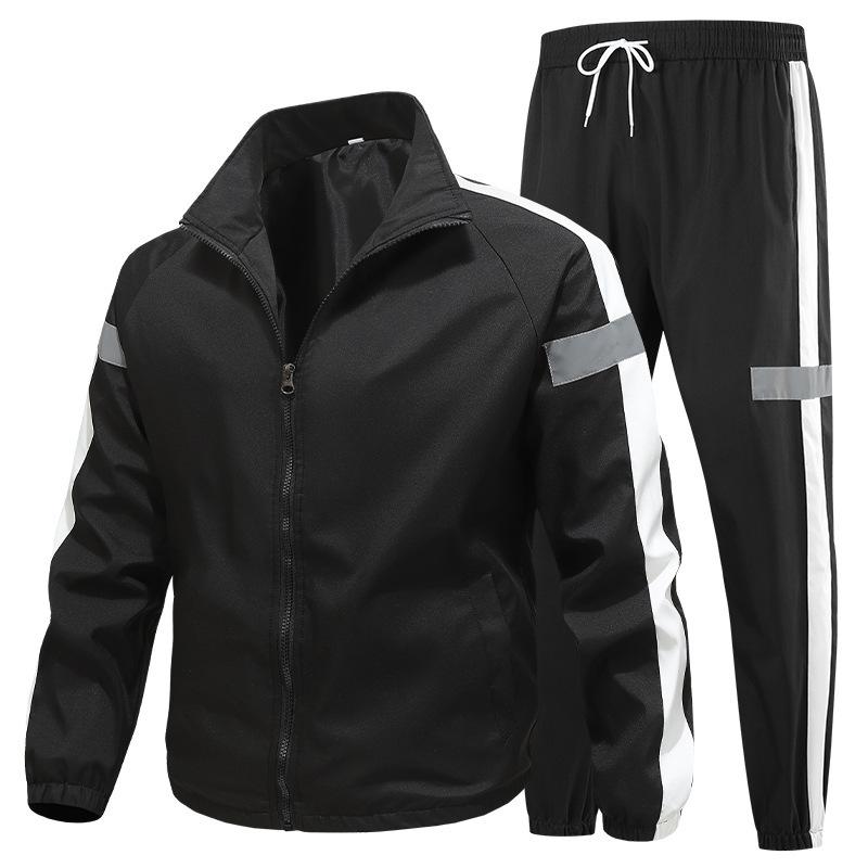 Men's Reflective Logo Two-Piece Casual Running Sportswear - Customizable for Couples