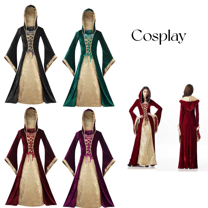 Vintage European Palace Court Long Dress Halloween Cosplay Stage Set Performance