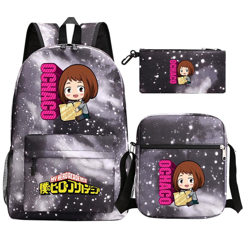 Young Students Schoolbag Animation Three-Piece Backpack Diagonal Hanging Bag Pencil Case