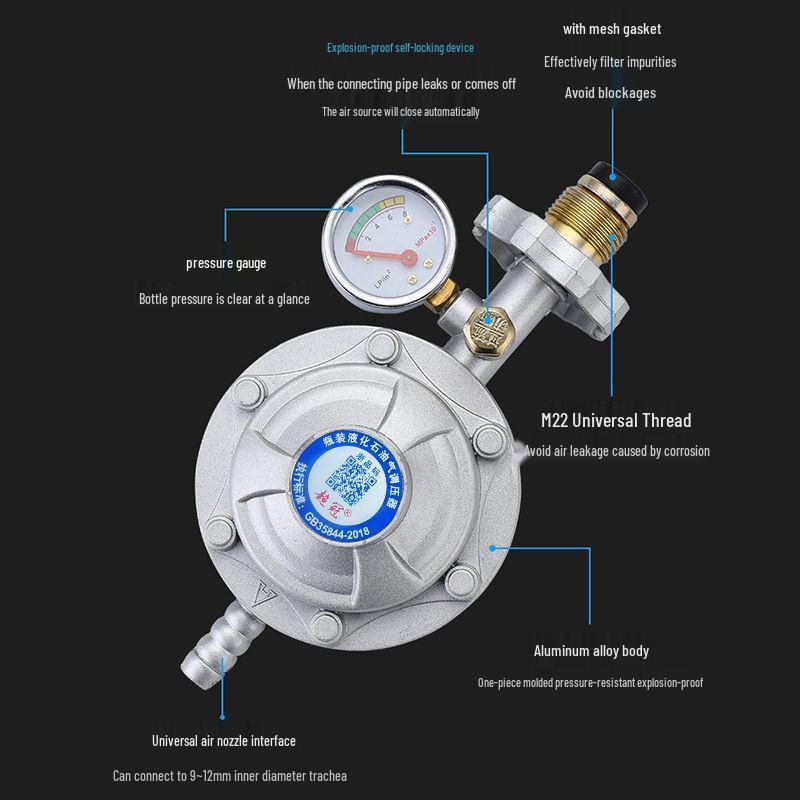 Household Gas Cylinder Safety Valve - Automatic Shut-Off & Pressure Reducing Valve