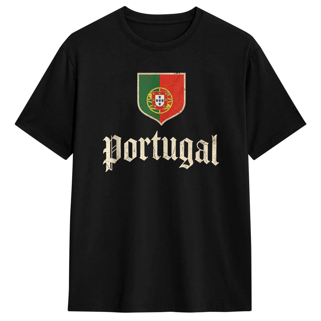 Vintage T Shirt Summer Portugal Flag Portuguese Pride Novelty Tshirts Cotton Tshirt For Unisex Y2k Casual Short Sleeve Top Tees