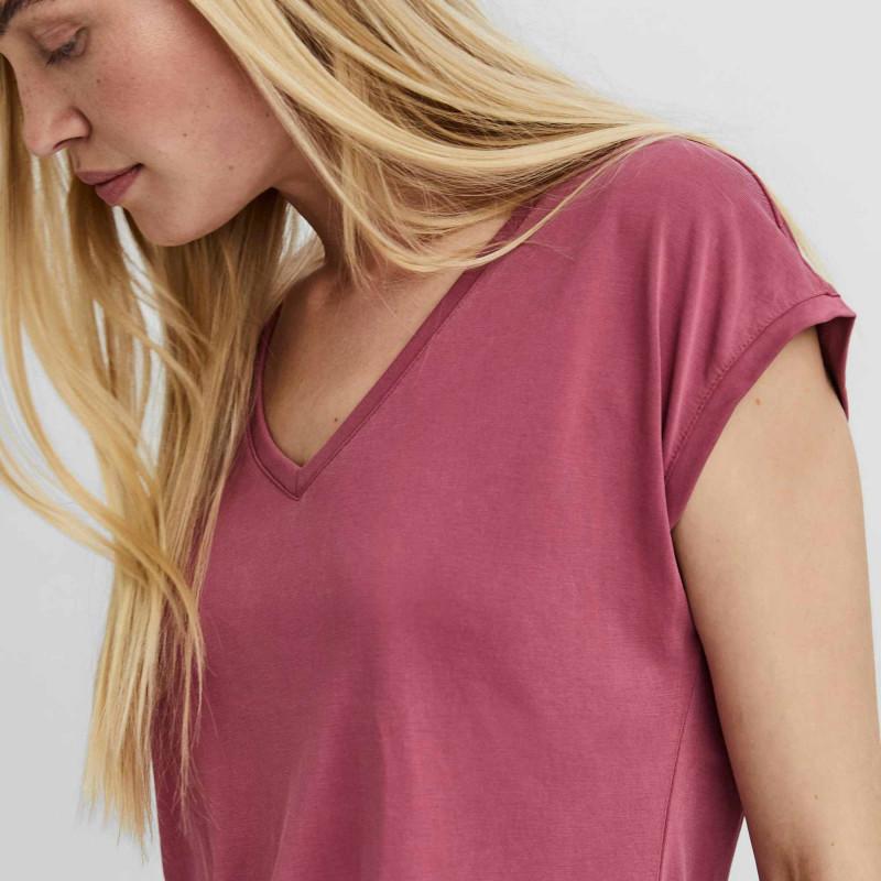 

Женская однотонная футболка с короткими рукавами и v-образным вырезом VERO MODA