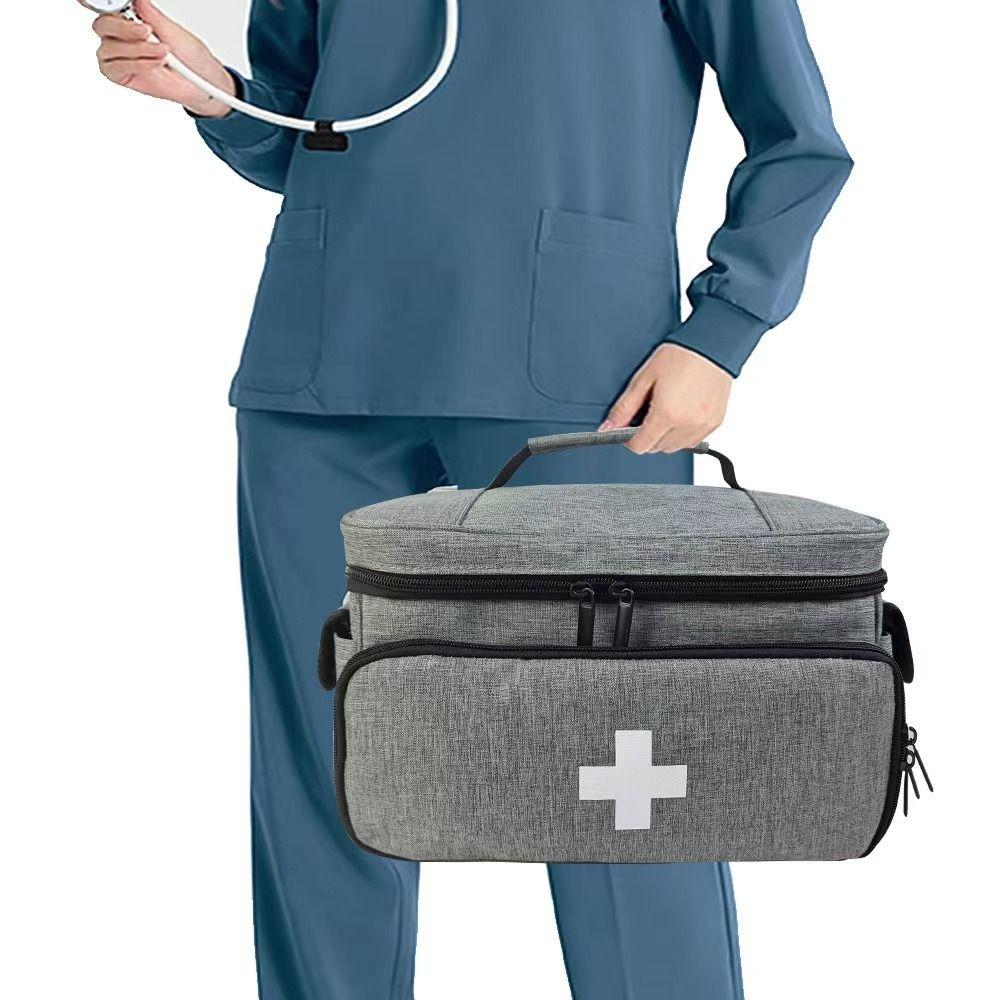 Large Capacity Medicine Kit Bag Sorted Storage Handle Medicine Carry Bag Portable Zippered Layered Medicine Boxes Camping