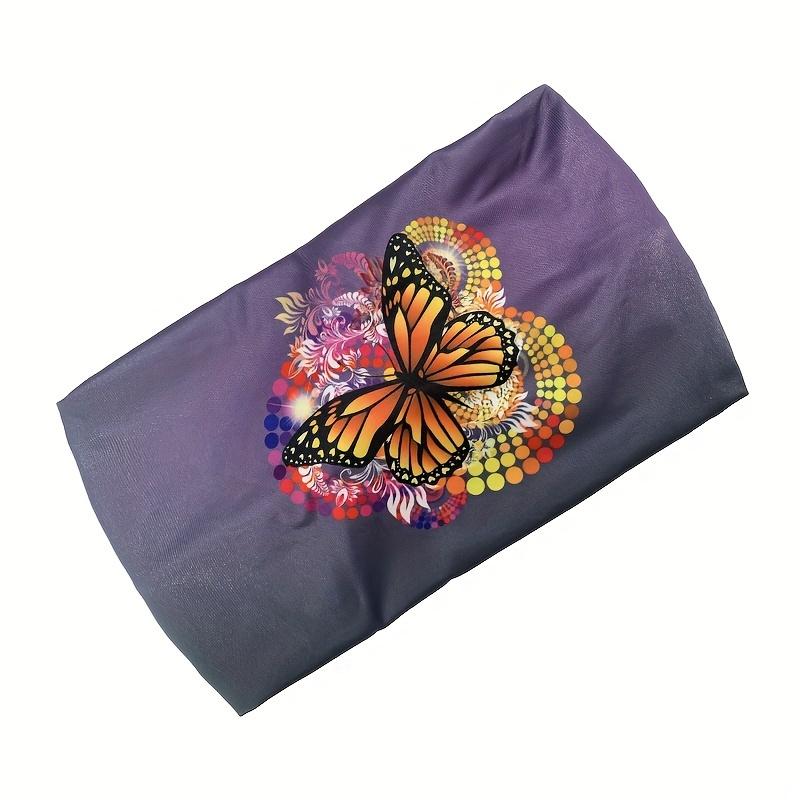 

Bohemian Butterfly Design Women s Wide Elastic Headband, Sweat-Absorbent Breathable Face Washing Ice Silky Fiber Fabric Headband
