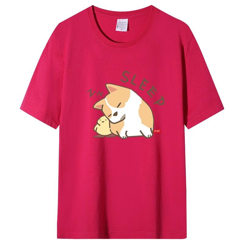 Summer Cartoon Printing Short-sleeved T-shirt Men And Women Couples Loose Loose Shirt Tops Aesthetic Clothing Summer Tops