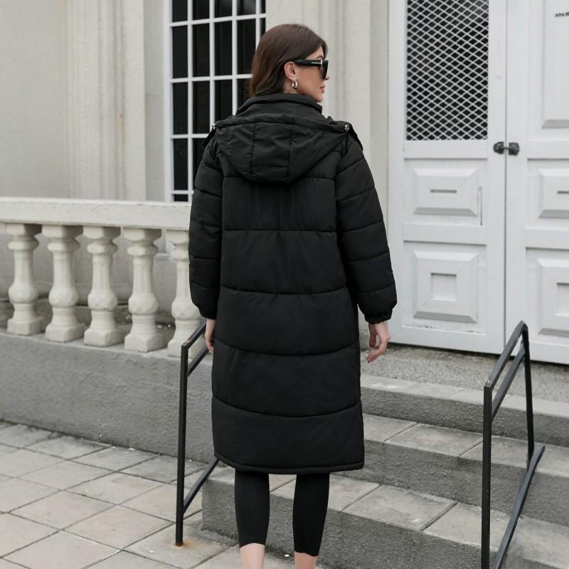 Womens Long Puffer Coat With Hood Thick Winter Warm Cotton-Padded Jacket Oversized Casual Style