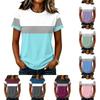 Dames Casual Pullover Korte Mouw T-shirt Kleurblok Bedrukt Top Ronde Hals Lichtgewicht Zachte Stof