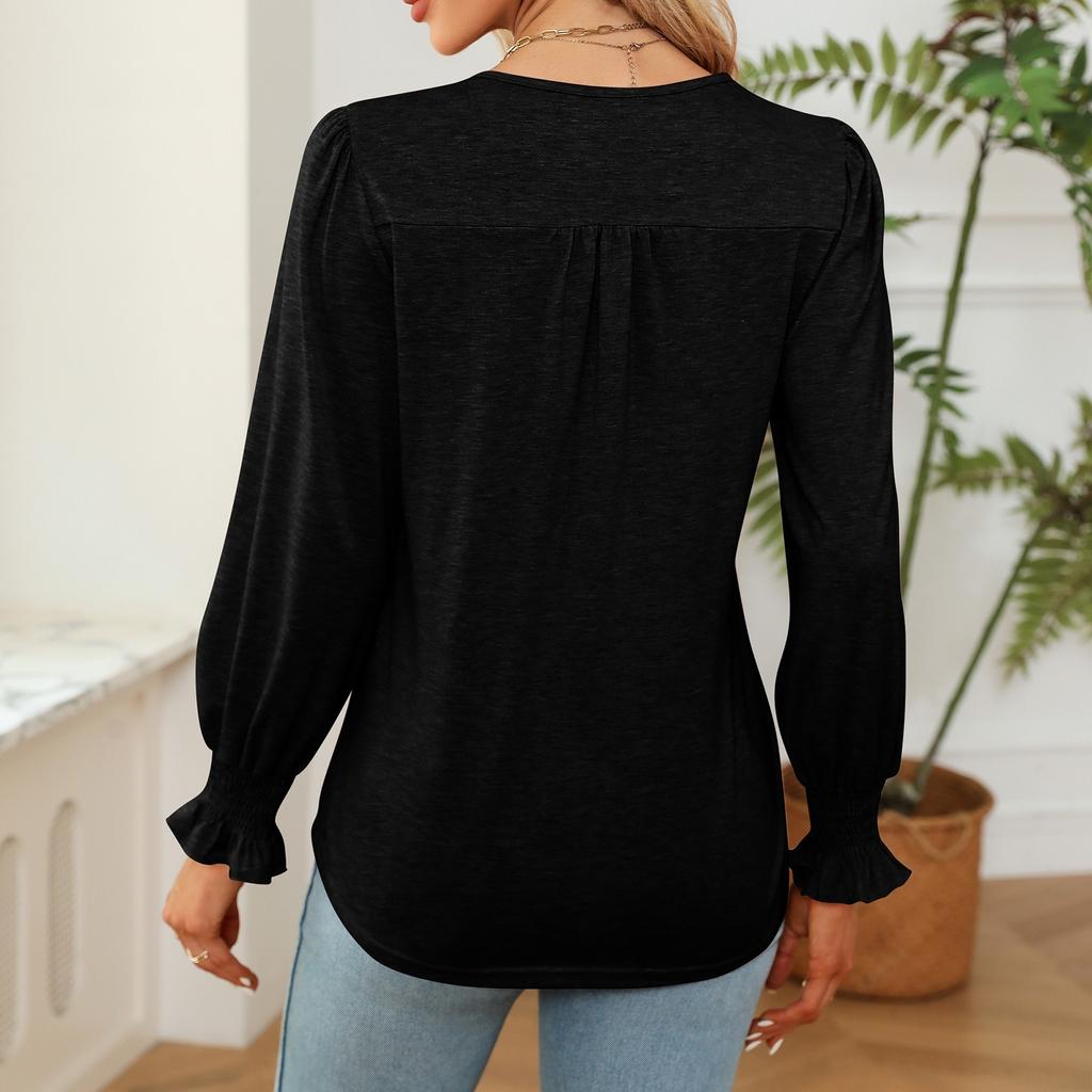 Women's  Long Sleeve Shirts Solid Color Fall Fashion Basic Slim Fit Soft Sexy Tops