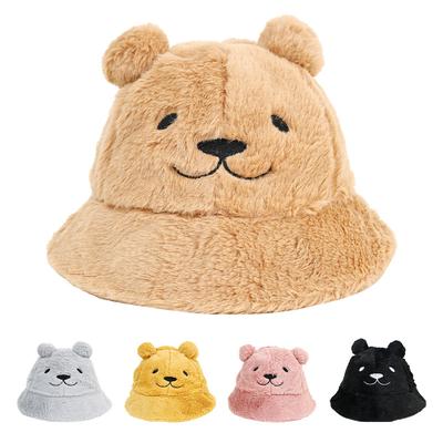 Winter Cartoon Bär Bucket Hat Damen Smiley Gesicht Bär Show Waschbecken Hut Niedlich Vielseitig Warmer Hut