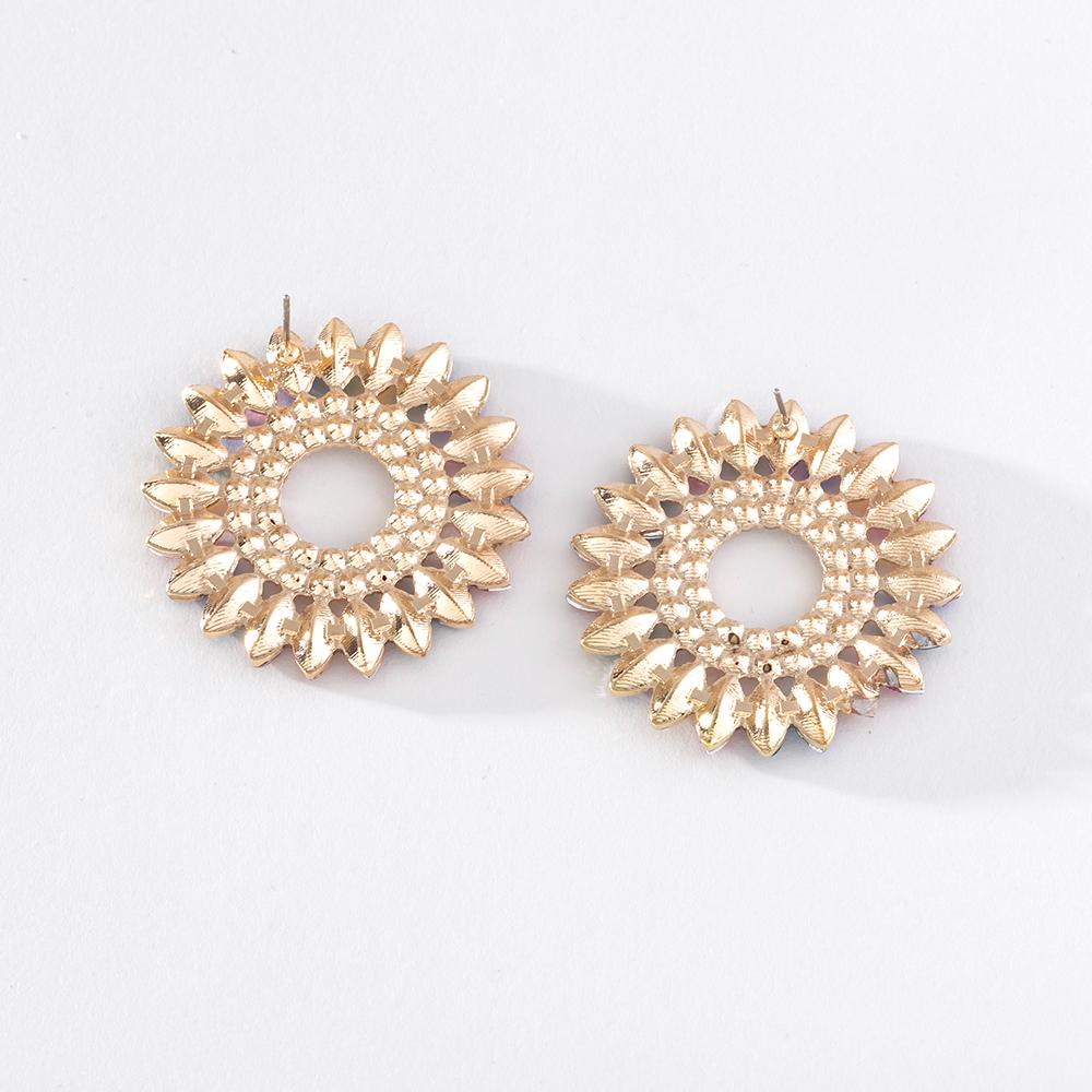 Pinkdudu 2023 kreative 5 Farbe Sonnenblumen Stud Ohrringe Romantische Luxus Mehrfarbige Strass Runde Ohrring für Frauen PD1292