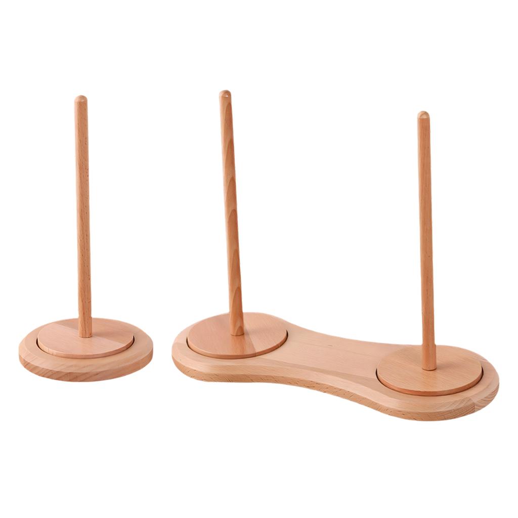 360 Degree Rotating Wood Yarn Holder Desktop Organiser Yarn Thread Spool Holder Stand for Crocheting Knitting Craft