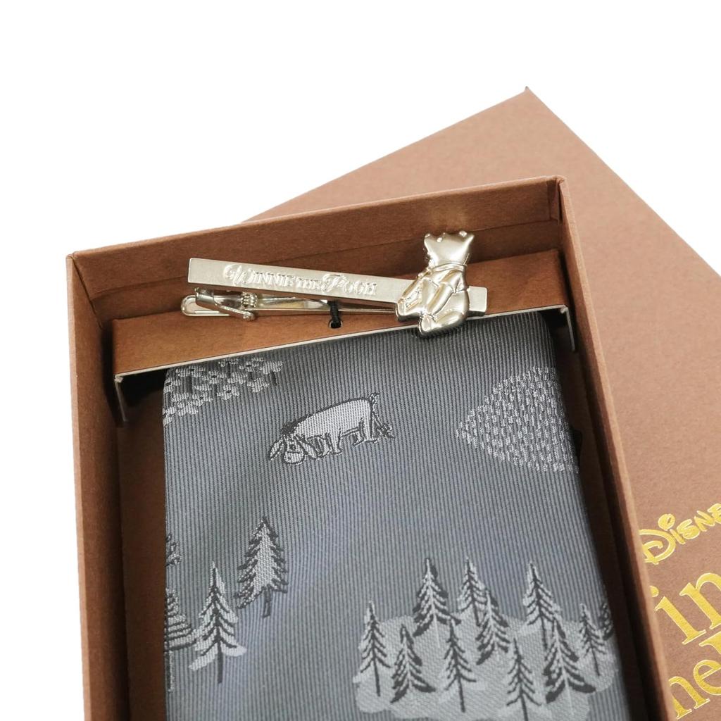 Disney Tie Tie Bar Box Set the Pooh Pattern x Sitting Tie & (Winnie One-Point Bar)