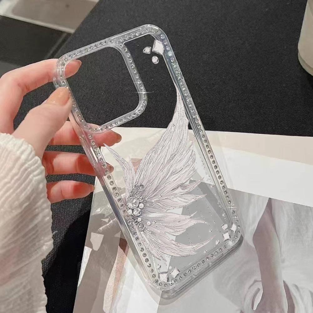 Half of the butterfly is suitable for iPhone17 Pro flash drill mobile phone case, Apple advanced sense 16/15 niche large hole anti-drop.