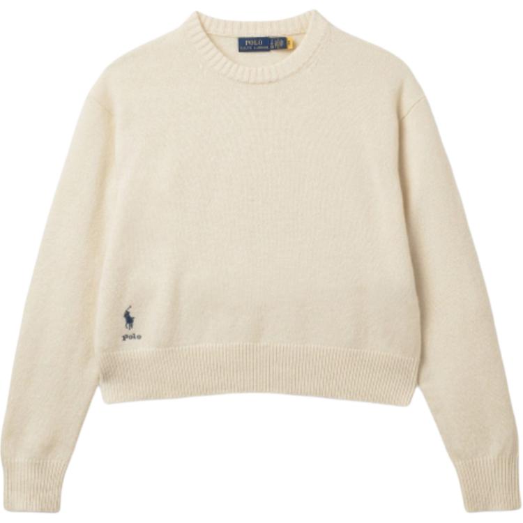 

Polo Ralph Lauren Лого Спущенное плечо Пуловер Круглый вырез Длинный рукав Женский свитер Бежевый WMPOSWENC020796-100 L