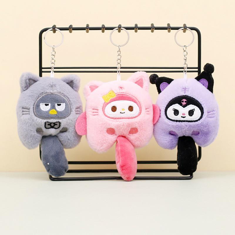 Adorable Sanrio Keychain Plush Toy Kuromi Cinnamoroll Cute Doll Bag Charm