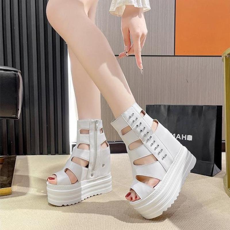 Fashion 12CM Thick Bottom Wedges Women's Sandals 2025 Sexy Summer Woman Shoes Fashion Rome Fish Mouth Increase Within Sandals Pumps