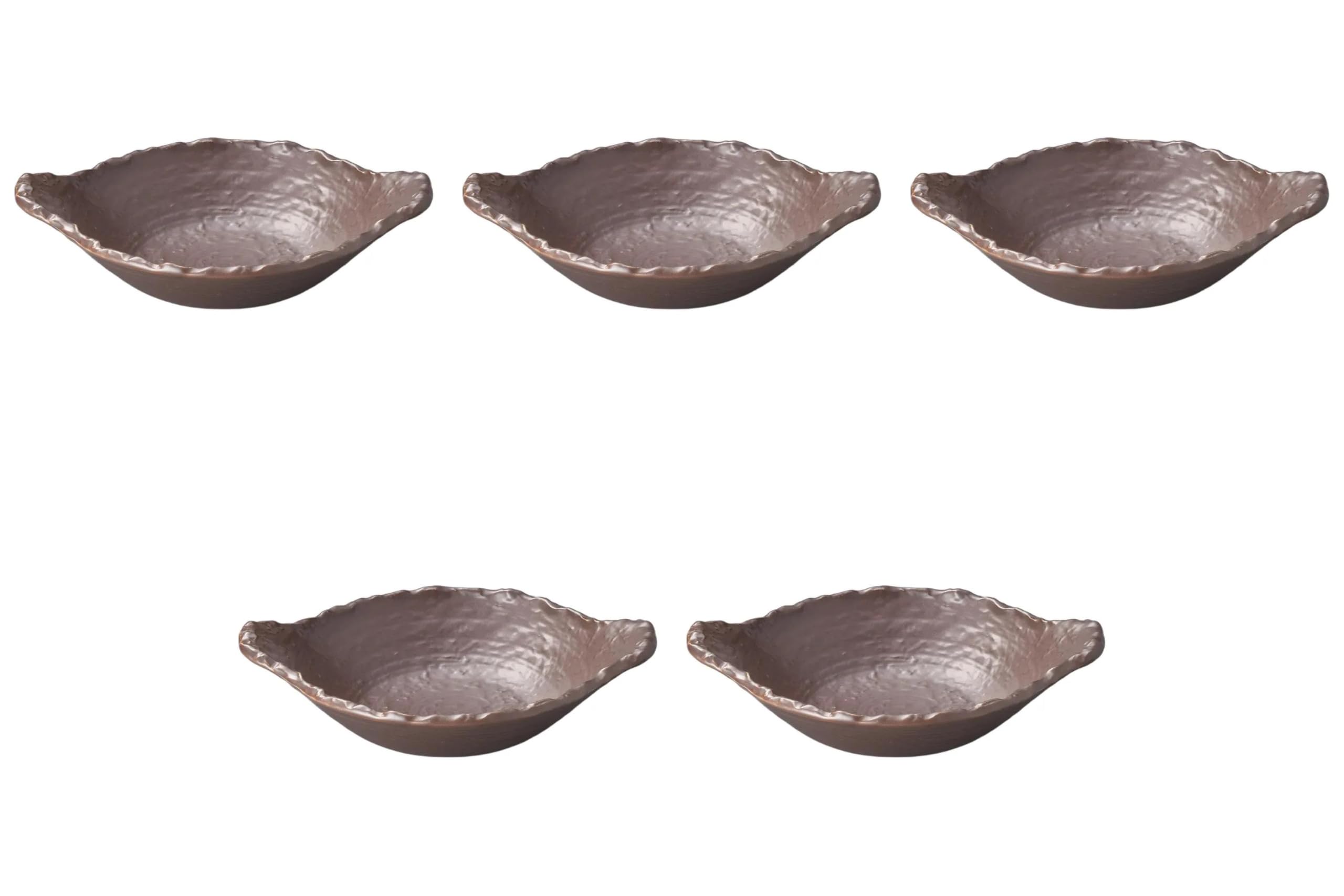 

Set of 5 Brown Irregular Shape Shallow Pots x 22 x 7 Banko Ware Earthenware Pots for Direct Fire Setomonohonpo [28 cm] Use,