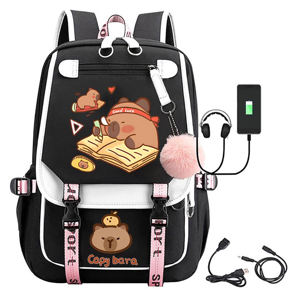 3-delige Schoolrugzakset voor Studenten Grote Capaciteit Oxford Stof Schooltas met Schouderband en Etui beige