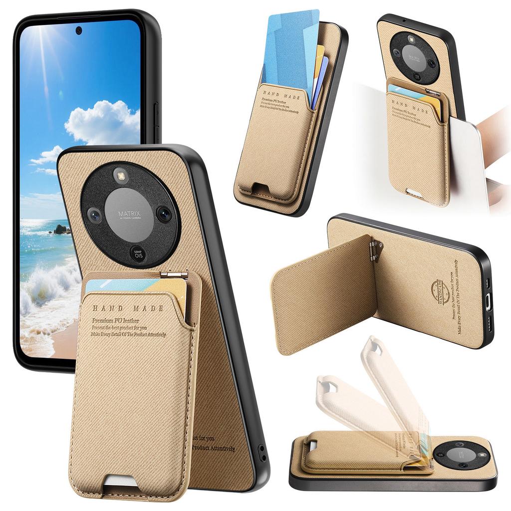 Phone Case For Honor Magic8 Lite 5G / X9d 5G / X70 5G Cloth Texture Leather + PC + TPU Cover with Card Holder Kickstand