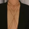IngeSight.Z Simple Style Chain Necklace Belly Body Chain Fashion Sexy Copper Sequins Body Chain Jewelry for Women Beach Party