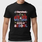 I Survived 67+33 Days of School Funny Meme Teacher Adult Black T-Shirt Unisex M