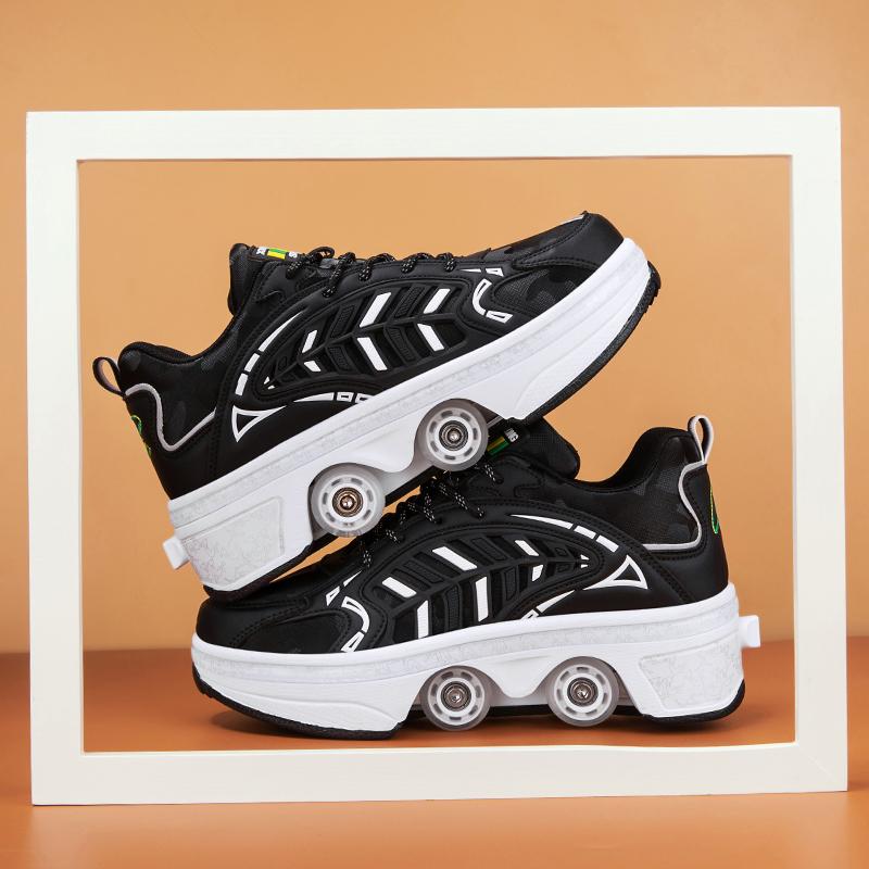 34-43 Unisex Paten Büyük Beden Ayakkabılar Mikrofiber Dört Tekerlekli Paten Ayakkabıları Çocuk Paten Spor Ayakkabıları