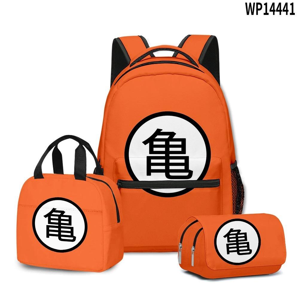 3D Animation Wukong Dragon Ball Super Student School Bag Backpack Lunch Bag Pencil Bag Three-Piece Set