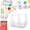 Transparent Acrylic Pen Holder 3 Compartment Large Capacity Students Desktop Storage Organizer for S