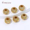 18K Gold Plated Brass Spacer Beads For Jewelry Making,Metal Separator Beads For Bracelets Accessories,Round Bead DIY Findings