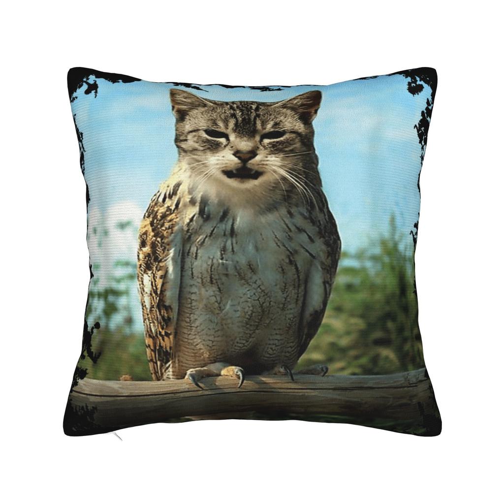 Cat Owl Funny Pillow Case Graphic Pillow Cover Retro Trendy Cushion Cover For Office Car Home Decor