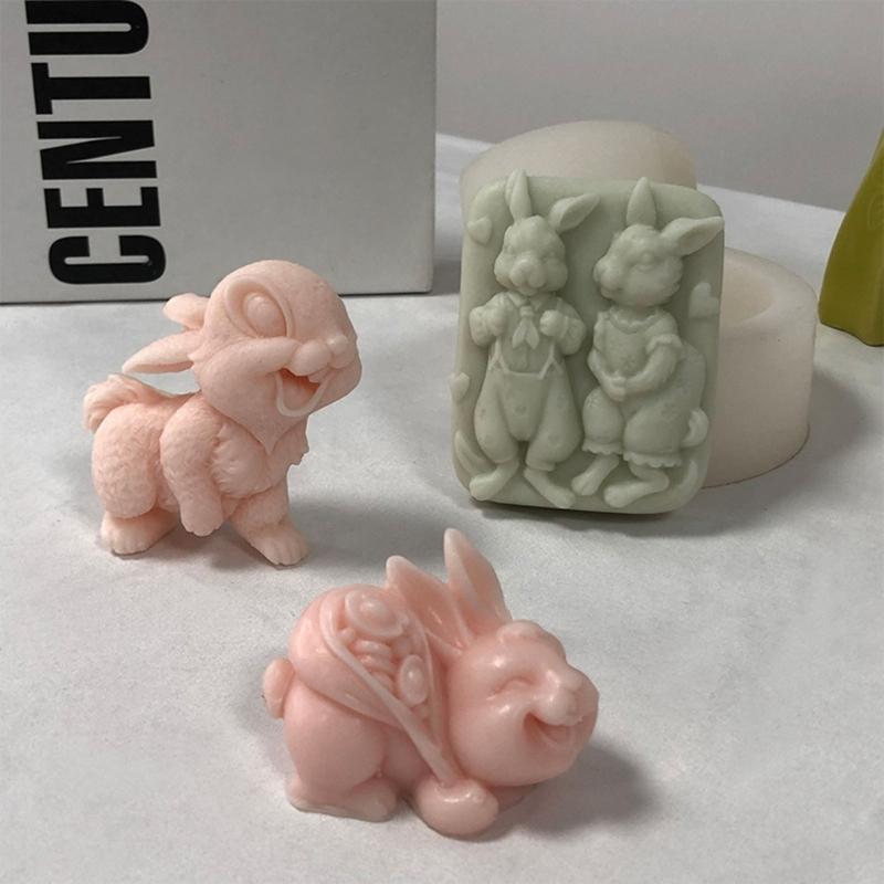 Non-stick Rabbit Candle Silicone Mold for Candle Making DIY Handmade Soap Mould Chocolate Cake Decorating Tool Crafts
